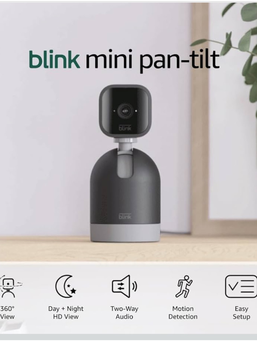 Blink Mini Pan Tilt Indoor Home Security Camera - Black